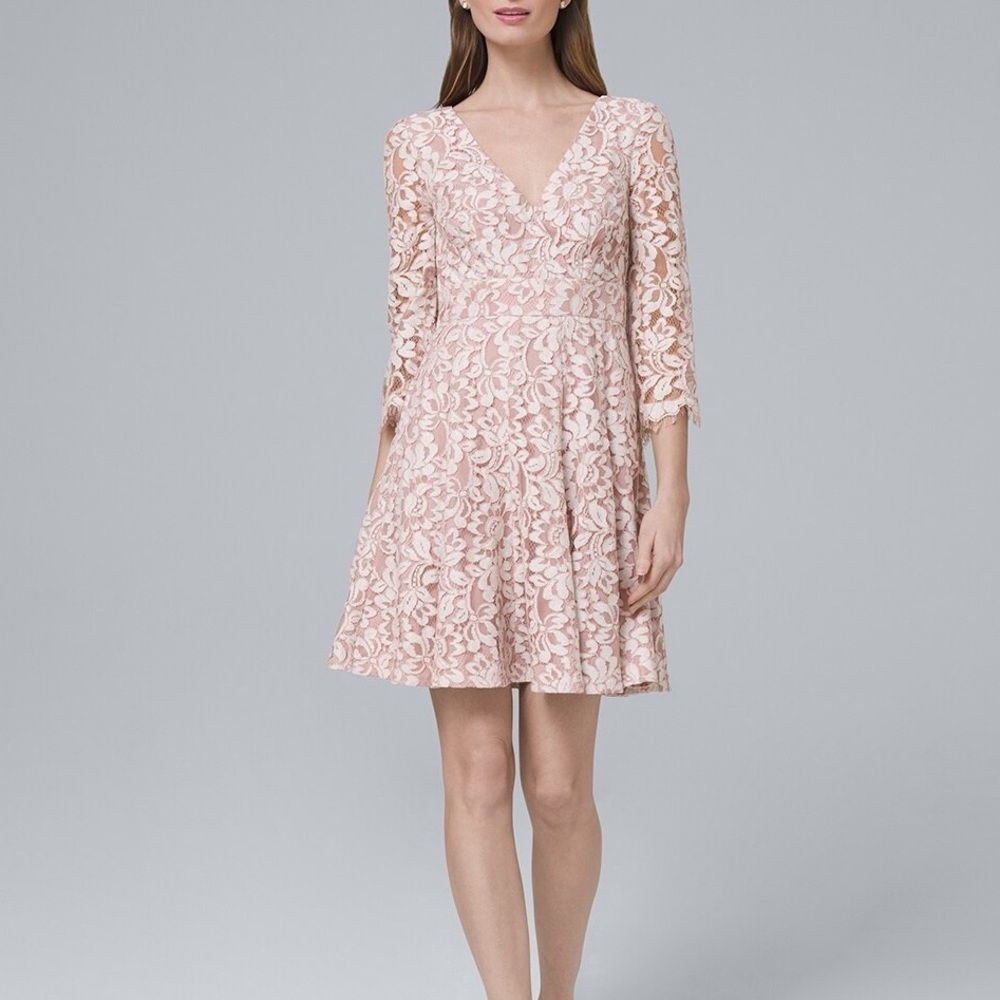 Eliza J Blush Pink Floral Lace Fit & Flare Dress